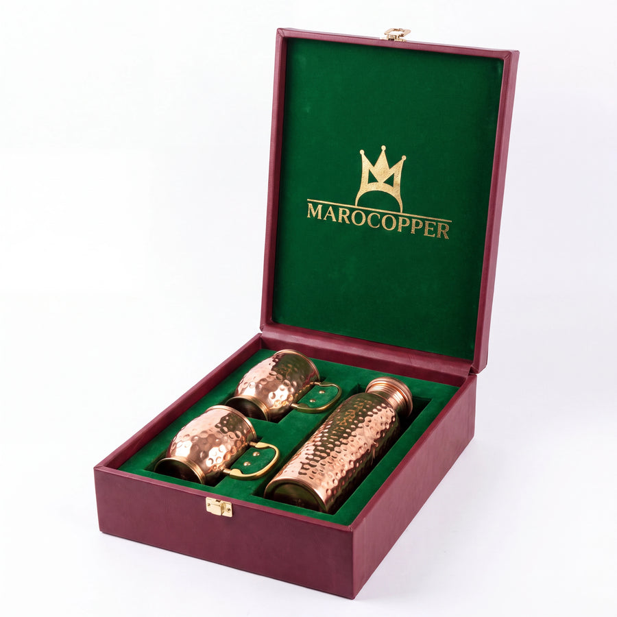 Pure Copper Bottle & Mugs Set